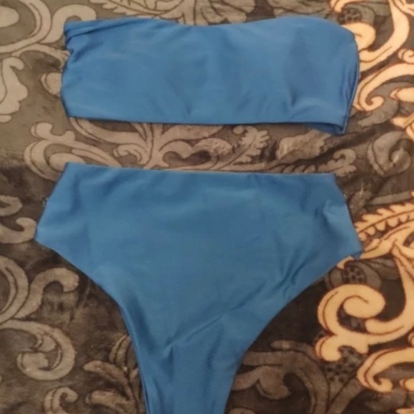 🌿 Blue High Waisted Bikini Set - Picture 1 of 1